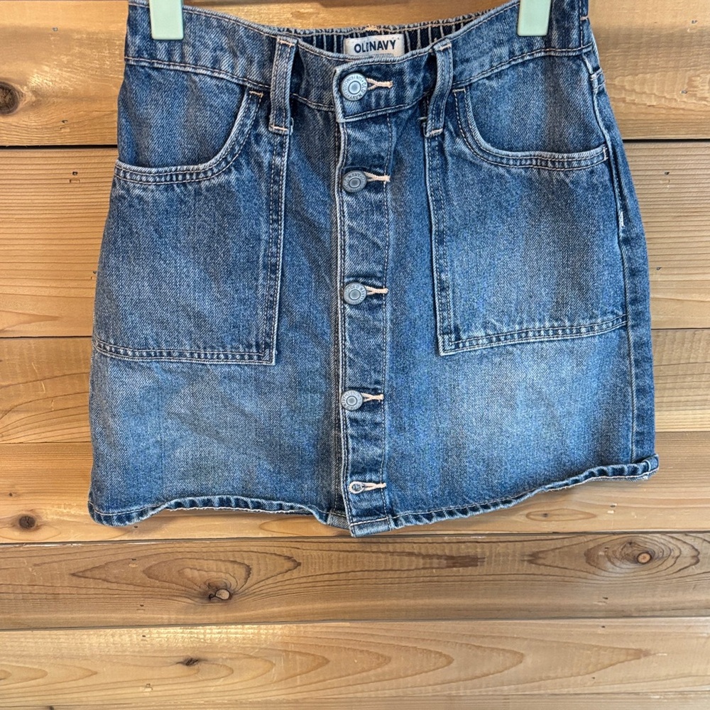 Old Navy Blue Denim Button-Front Skirt